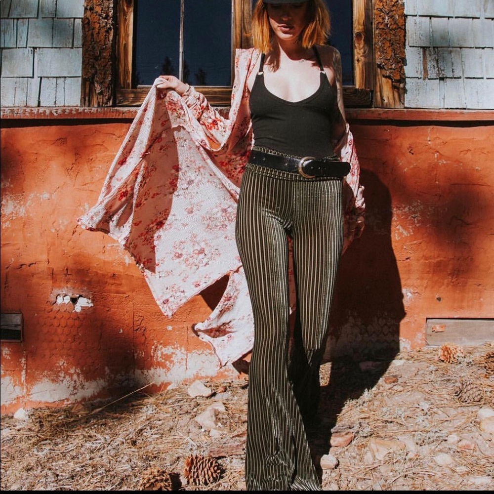 Gray stripped bell bottom